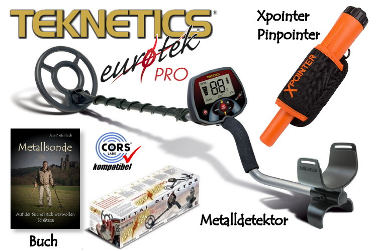 Teknetics Eurotek PRO (LTE) Metalldetektor Ausrüstungspaket mit Xpointer